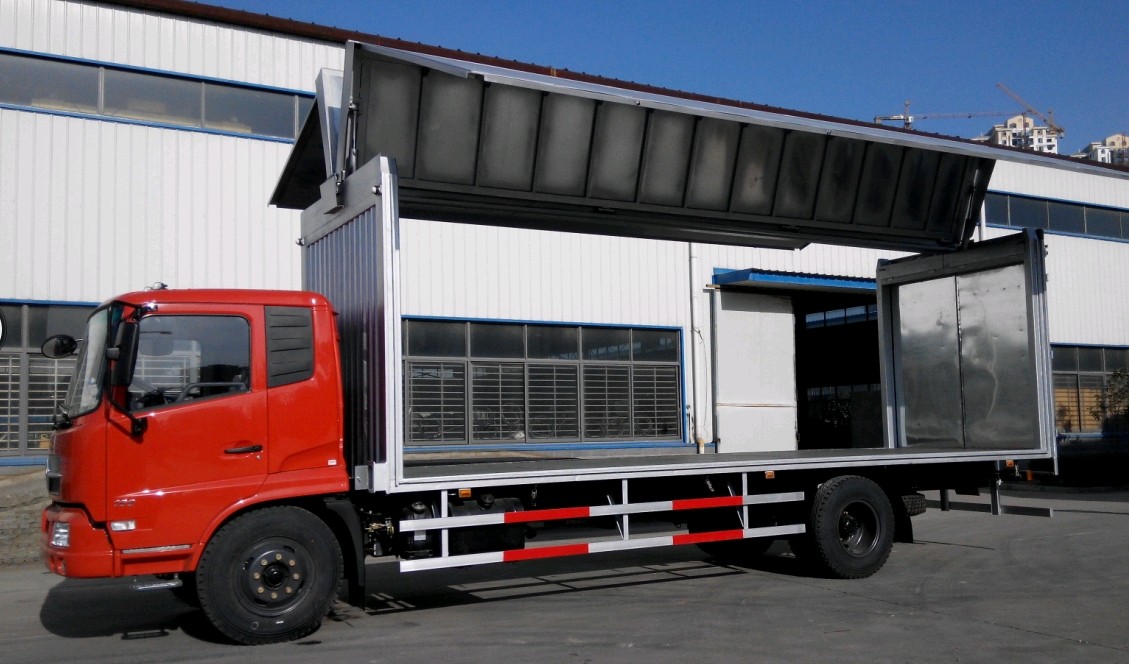 東風天錦7.65米側翼開啟廂式車 高效物流的10噸國四展翼解決方案